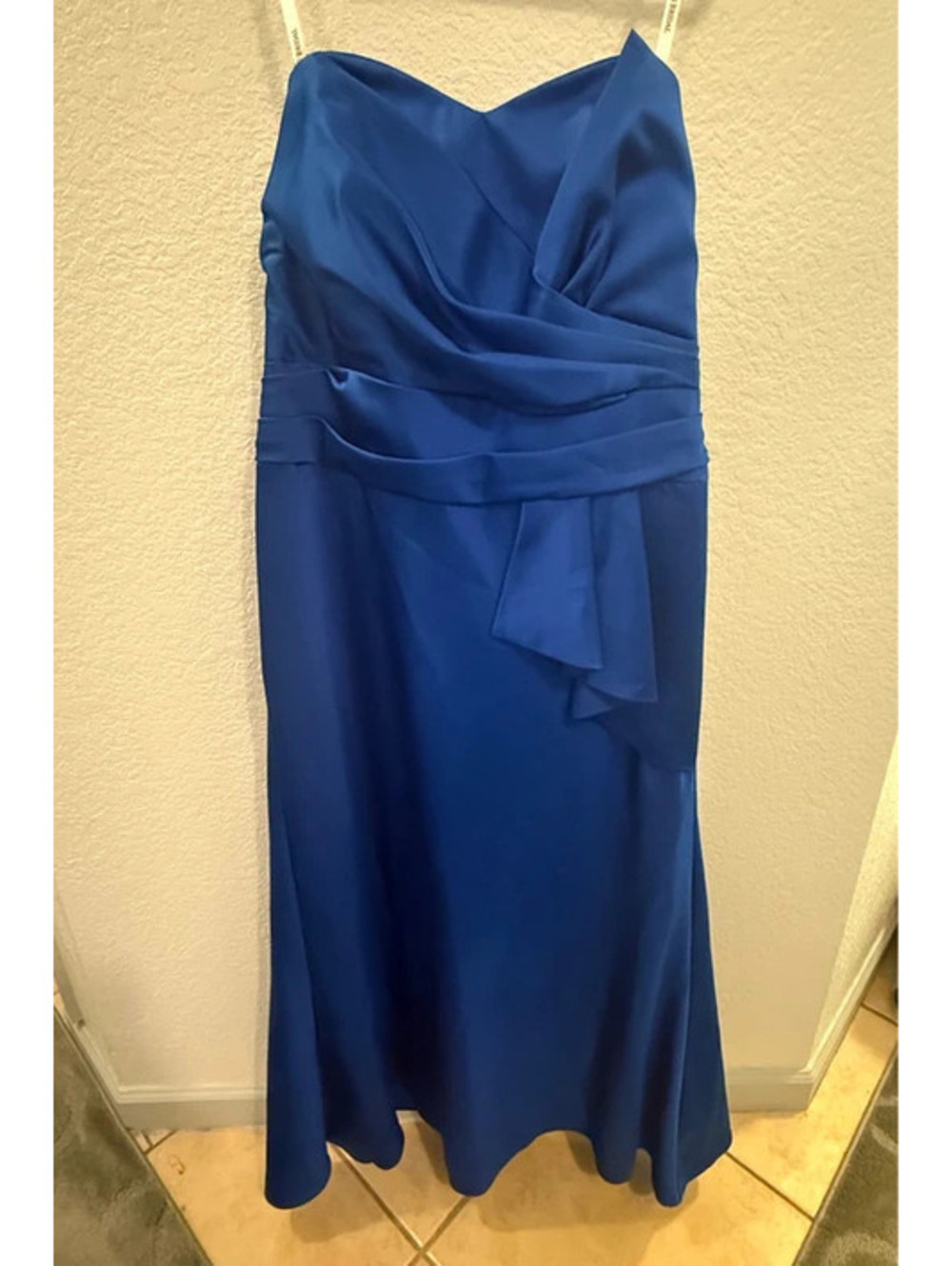 David’s Bridal Size 18 Royal Blue Satin Maxi Formal Dress
